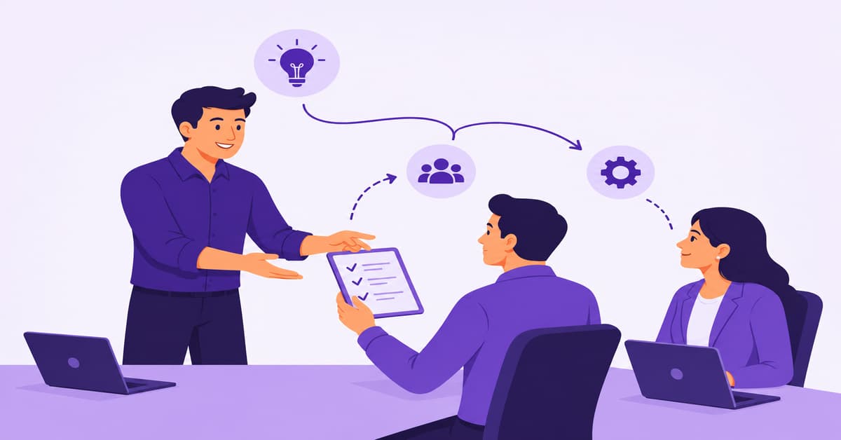 Team collaboration and business strategy meeting illustration