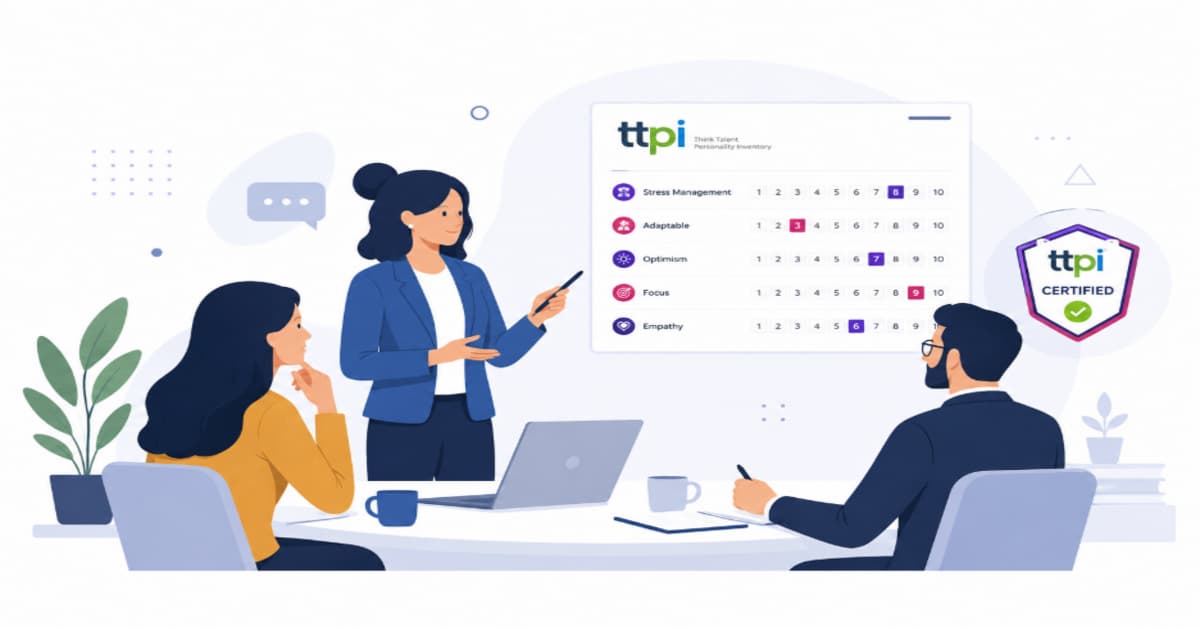 TTPI personality assessment presented during a workplace meeting.