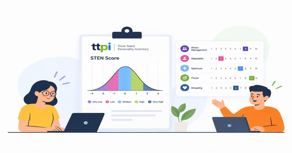 Psychometric assessment with STEN scores and personality traits.